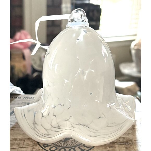 Handcut Lead Crystal Bell Ornament White Marble Pattern Kaolin Germany - Picture 3 of 8